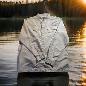 Habit XL Vented Fishing Shirt Blue White‎ Micro Window Long Sleeve Men's 1069